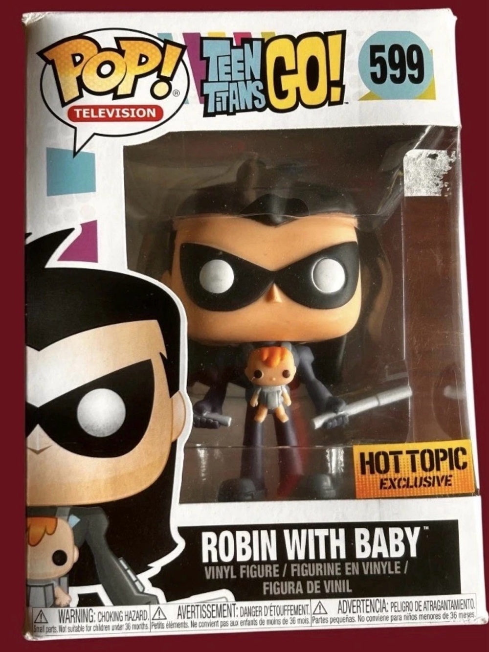 FUNKO POP! TEEN TITANS GO ROBIN AS NIGHTWING WITH BABY #599 HOT TOPIC EXCLUSIVE